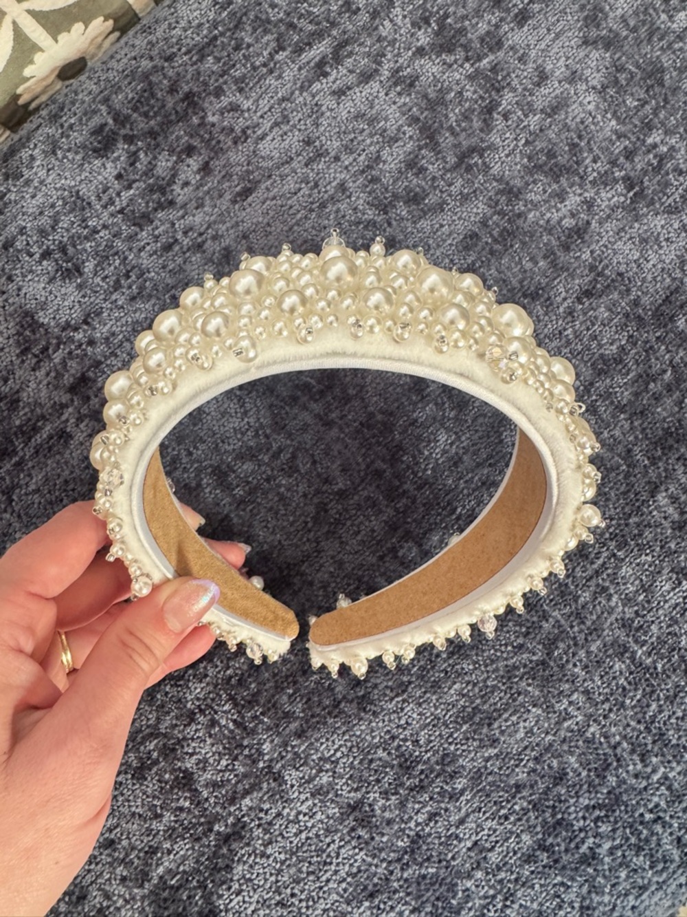 Pearl Embellished Headband - Cream - Picture 2 of 2